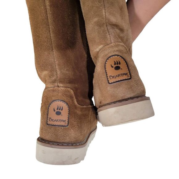 Bearpaw Kimella Women’s Brown Sz 7 12” Tall Boot Cow Suede Sheep Skin Wool - Picture 8 of 14